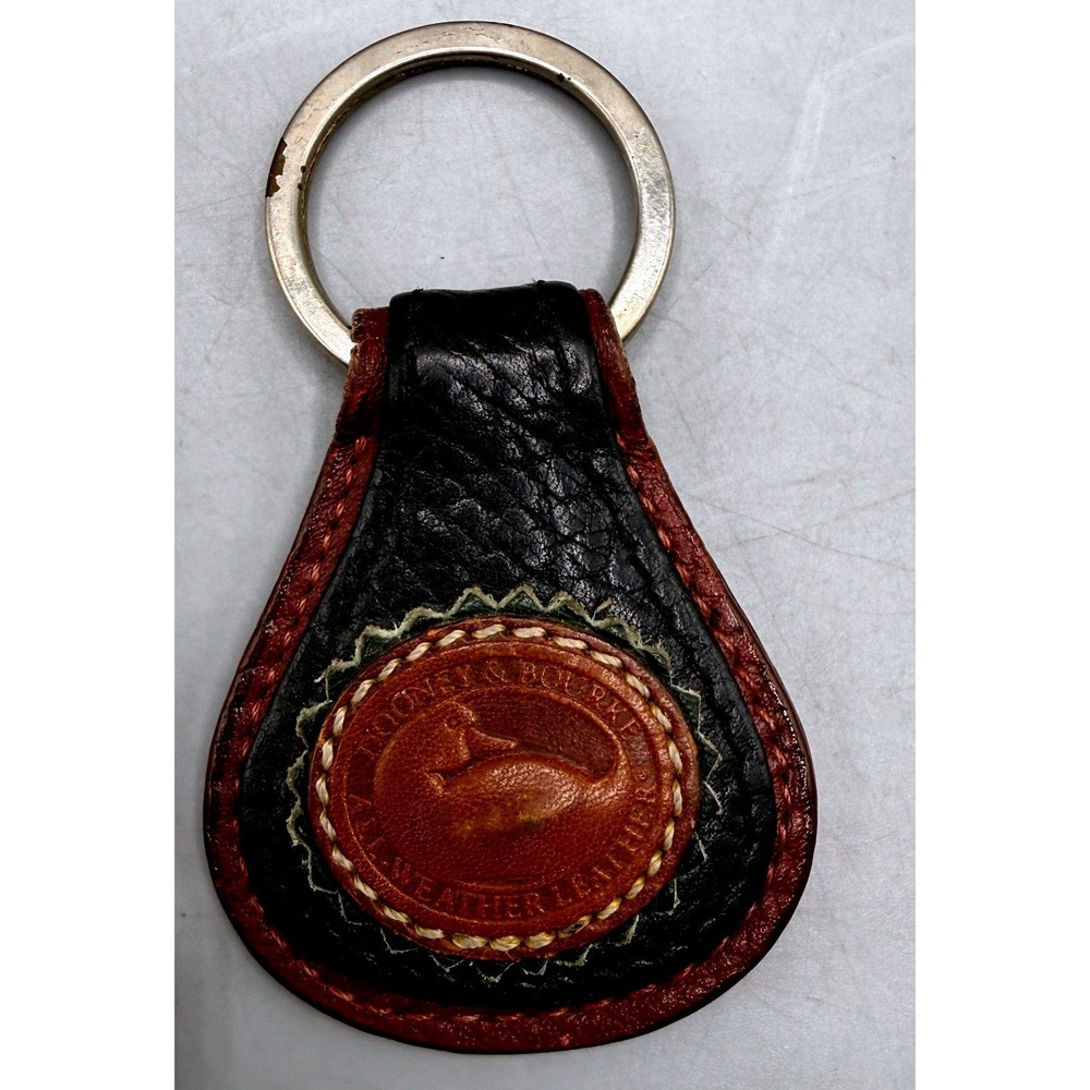 Dooney & Bourke Vintage All Weather Leather Duck Logo Keychain Fob Two Tone